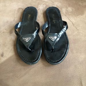 Prada Patent & Leather flip-flops